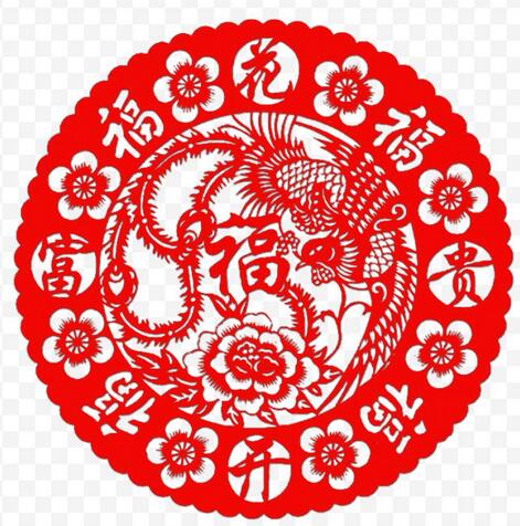 圆形福字剪纸PNG素材